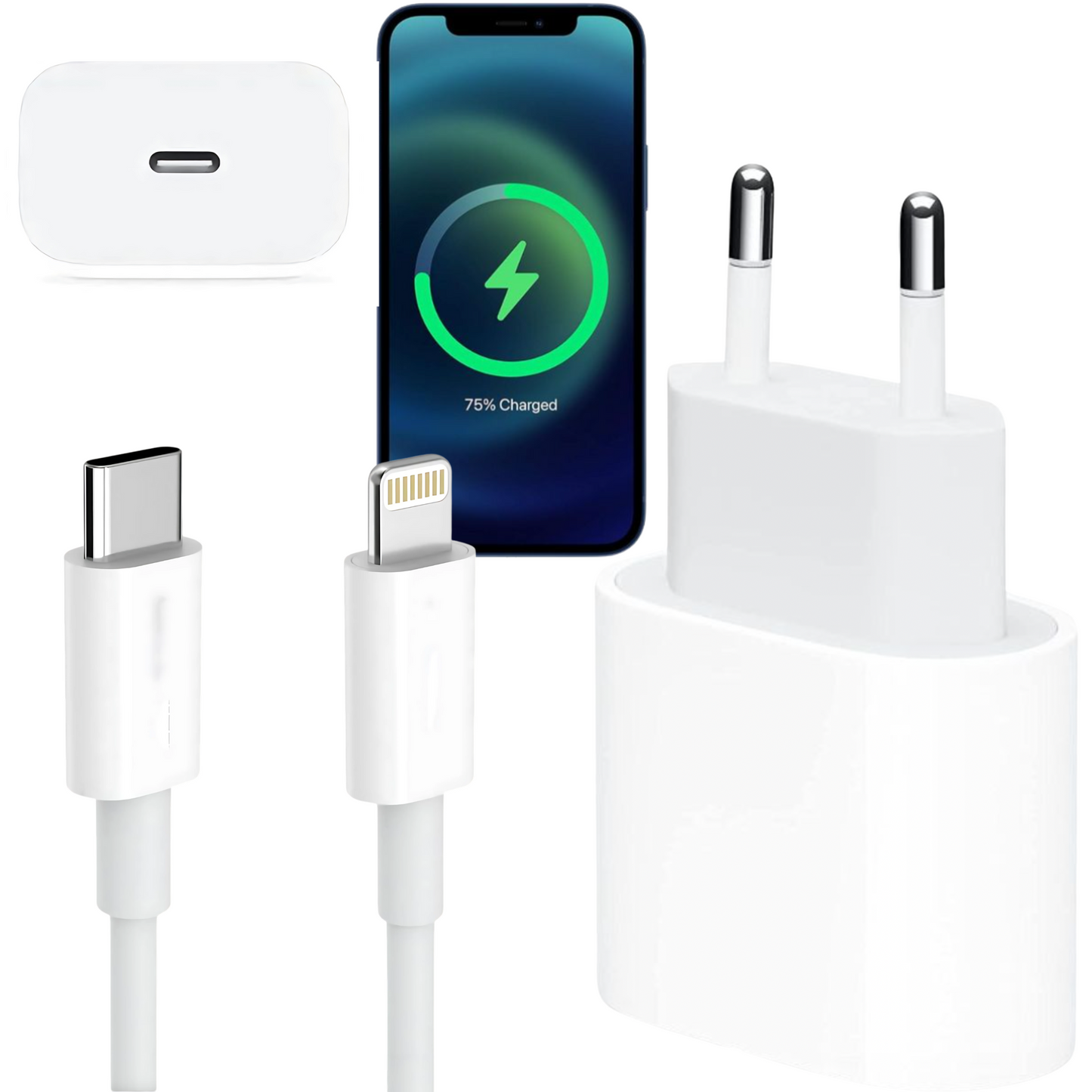 SZYBKA ŁADOWARKA SIECIOWA 20W DO IPHONE 12 13 14 PRO MAX + KABEL LIGHTNING