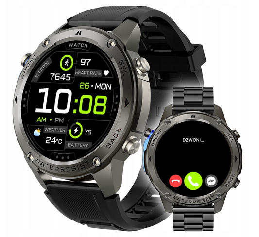 ZEGAREK SMARTWATCH Męski IP69K WODOODPORNY– GPS ROZMOWY POLSKI SPORT AMOLED