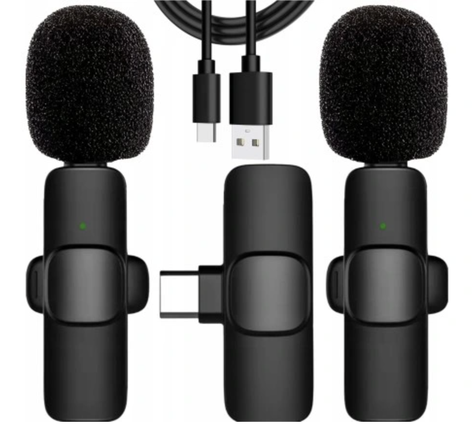 2x MIKROFON BEZPRZEWODOWY KRAWATOWY + ODBIORNIK USB-C
