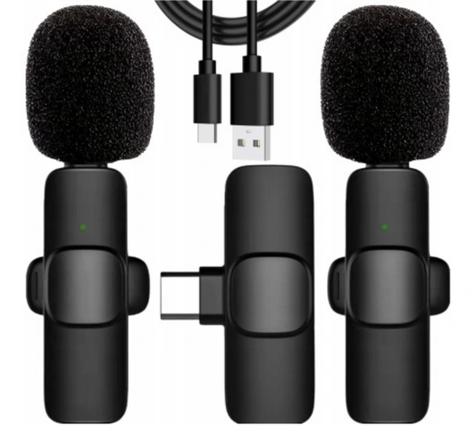 2x MIKROFON BEZPRZEWODOWY KRAWATOWY + ODBIORNIK USB-C