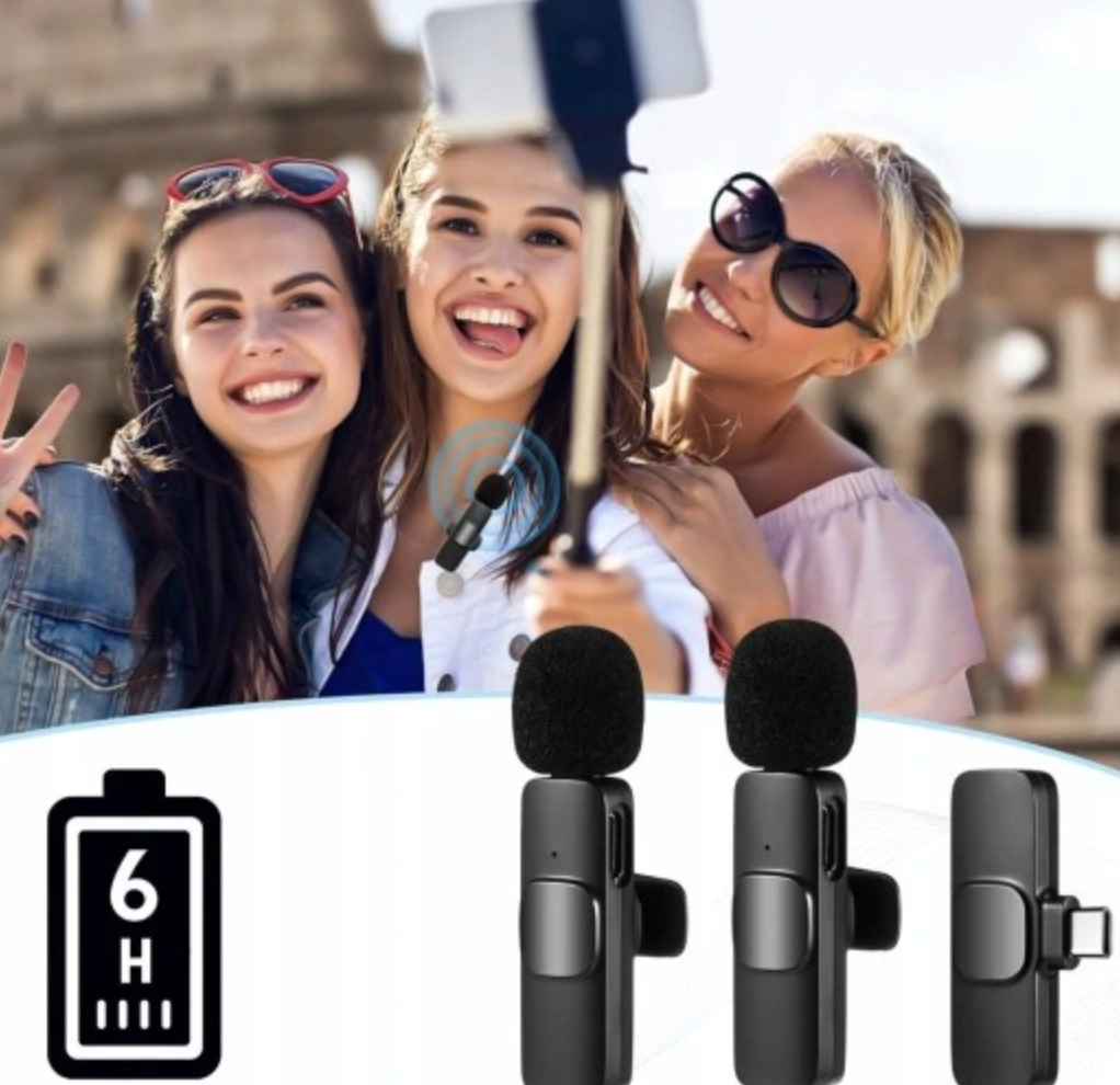 2x MIKROFON BEZPRZEWODOWY KRAWATOWY + ODBIORNIK USB-C